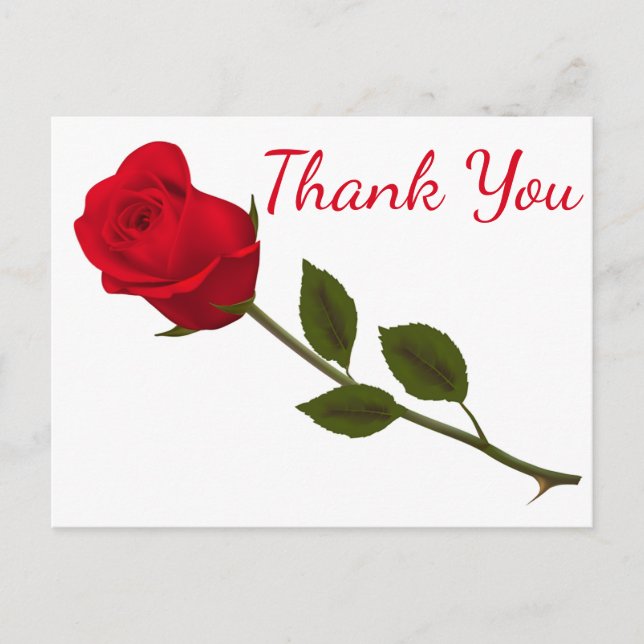 Carte Postale Floral Merci Rose rouge (Devant)