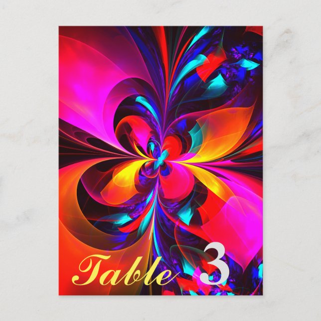 Carte Postale Floral moderne Art Abstrait Rouge Bleu Motif #07 (Devant)