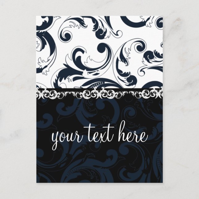 Carte Postale Floral noir et blanc (Devant)