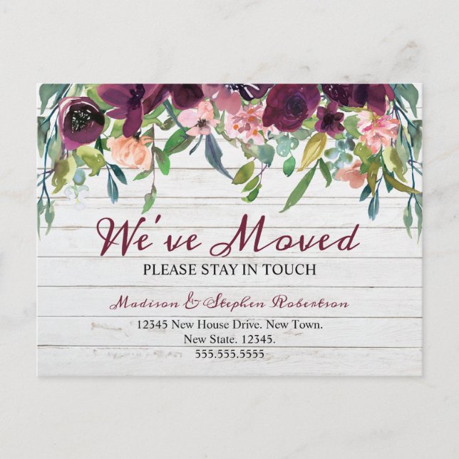 Carte Postale Floral Nous avons déménagé | Nouveau Faire-part d' (Devant)