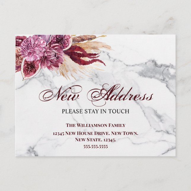 Carte Postale Floral Nouvelle adresse Moving Faire-part (Devant)