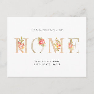 Carte Postale Floral Nouvelle maison Faire-part de déménagement
