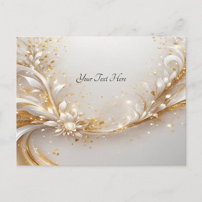 Carte postale Floral Or Blanc (Devant)