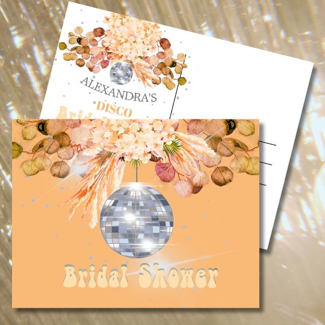 Carte Postale Floral Orange Disco Ball Fête des mariées (Créateur téléchargé)