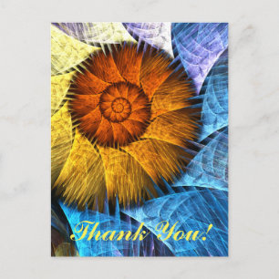 Carte Postale Floral Orange Jaune Bleu Abstrait Merci d'art