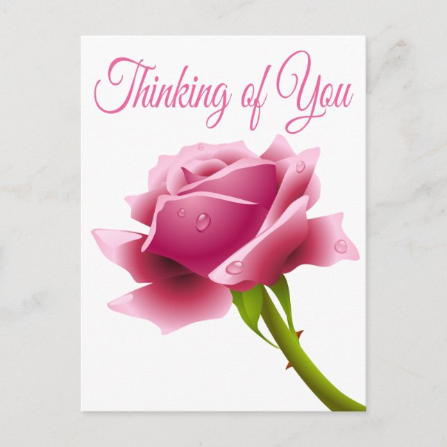 Carte Postale Floral Penser de vous Rose Fleur (Devant)