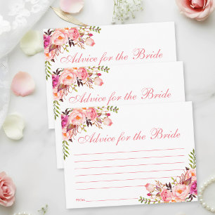 Carte Postale Floral Pink Blush Bridal Shower Advice Card L