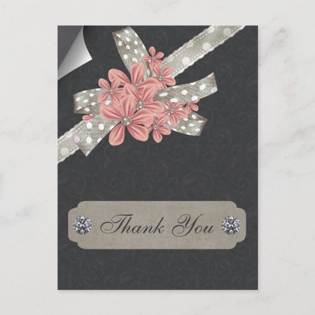 Carte Postale floral rose merci (Devant)