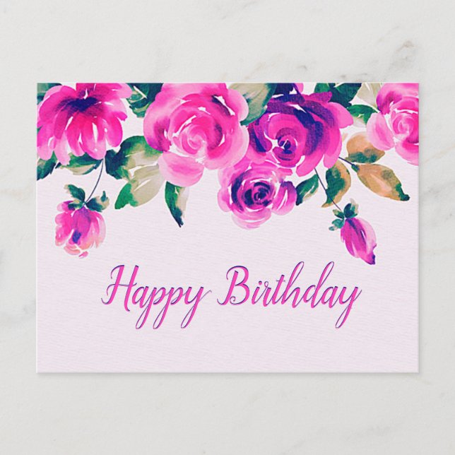 Carte Postale floral rose personnalisé (Devant)
