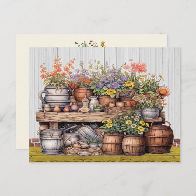Carte postale Floral Rustic Gardening (Devant / Derrière)