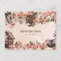 Floral Steampunk Mariage Enregistrer la date