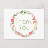 Carte postale florale de fantaisie de Merci