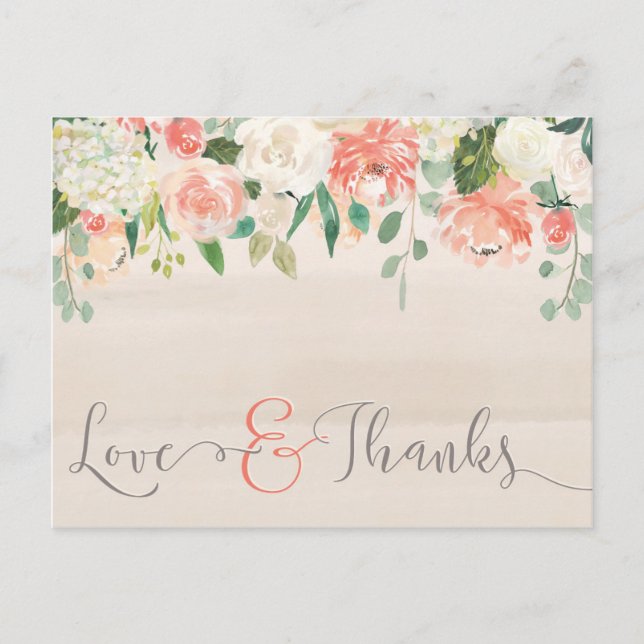 Carte postale florale de Merci d'amour et de (Devant)