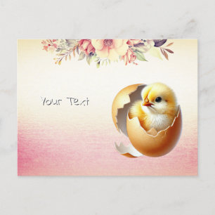 Carte postale florale d'éclosion de petits poussin