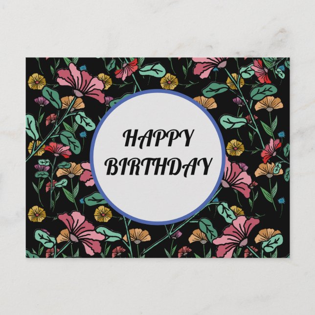Carte postale florale élégante de joyeux anniversa (Devant)