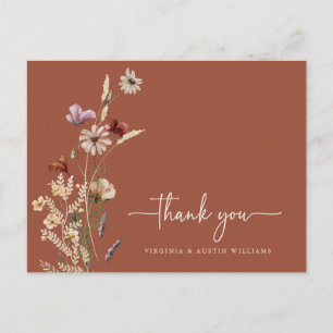 Carte postale florale en terre cuite Merci