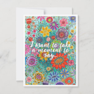 Carte postale florale imprimée à partir d'oeuvres