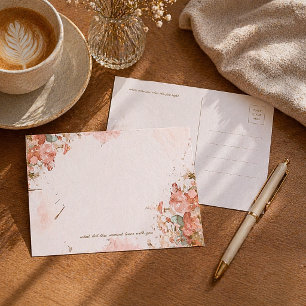 Carte postale florale romantique en aquarelle