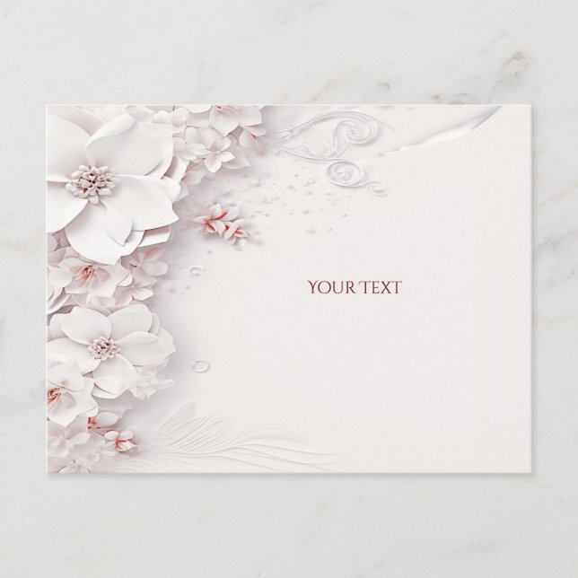 Carte postale florale rose blush ivoire (Devant)