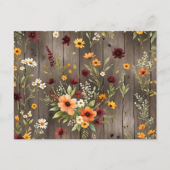 Carte Postale Floraux d'aquarelle rustique avec Fleur sauvage (Devant)