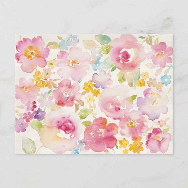 Carte Postale Flore aquarelle (Devant)
