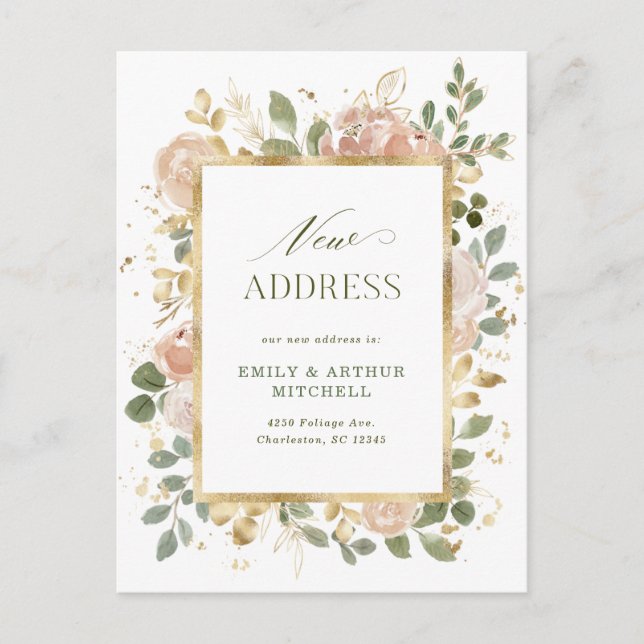 Carte Postale Flore blanche et neutre | Faire-part de déplacemen (Devant)