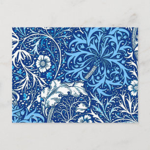 Carte Postale Flore d'algues Art nouveau, bleu et blanc de Cobal