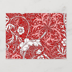 Carte Postale Flore d'algues Art nouveau, rouge profond et blanc