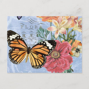 Carte Postale Flore de papillon vintage...carte postale