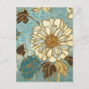 Carte Postale Flore décorative en bleu et blanc