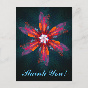 Carte Postale Flore Mandala Flowers Orange Red Blue Abstract