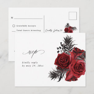 Carte Postale Flore rouge et noir no Repas RSVP