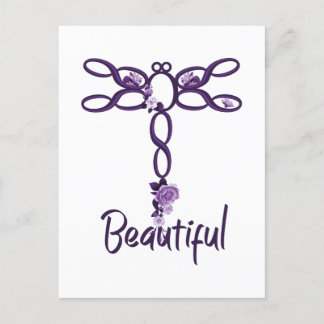 Carte Postale Flore violet "belle" conception de libellules