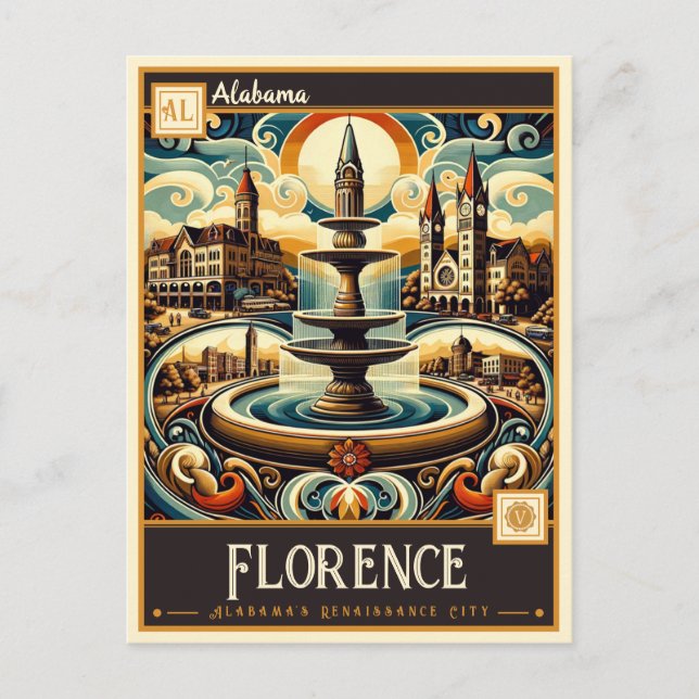 Carte Postale Florence, Alabama | VINTAGE (Devant)