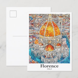 Carte Postale Florence Italie Aquarelle Croquis main