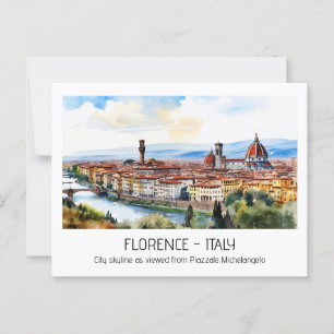 Carte Postale Florence ville skyline aquarelle touristique curio