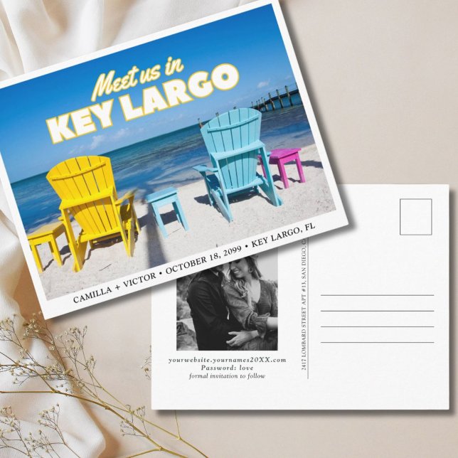 Carte Postale Florida Key Largo Wedding Enregistrer la date Cart (Florida Key Largo Wedding Save the Date Postcard
)