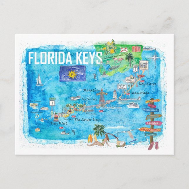 Carte Postale Florida Keys Key West Marathon Key Largo (Devant)
