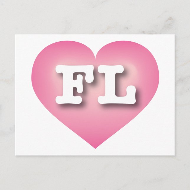 Carte Postale Florida Pink Fade Heart - J'aime FL (Devant)