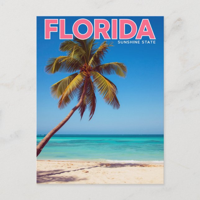 Carte Postale Florida Sunshine State Palm Tree Beach Tropical (Devant)