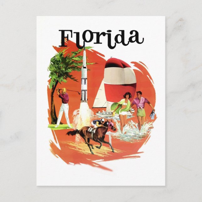 Carte Postale Floride, attractions touristiques, voyage vintage (Devant)