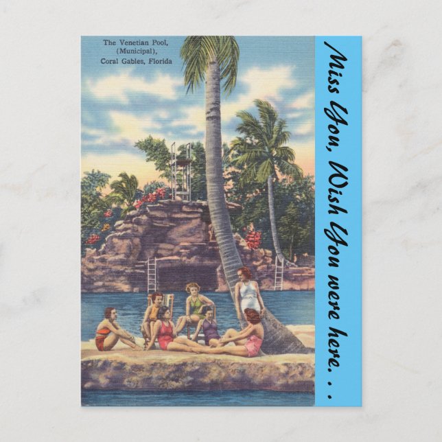 Carte Postale Floride, Coral Gables, Piscine vénitienne (Devant)