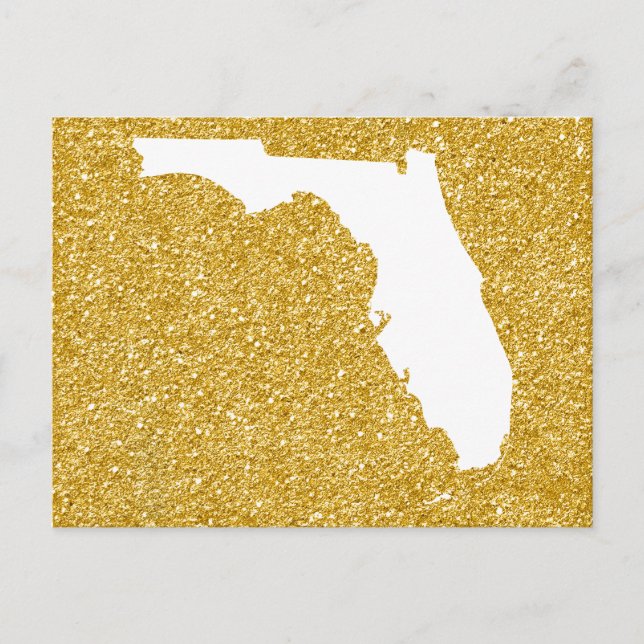 Carte Postale Floride en Parties scintillant blanche et or (Devant)
