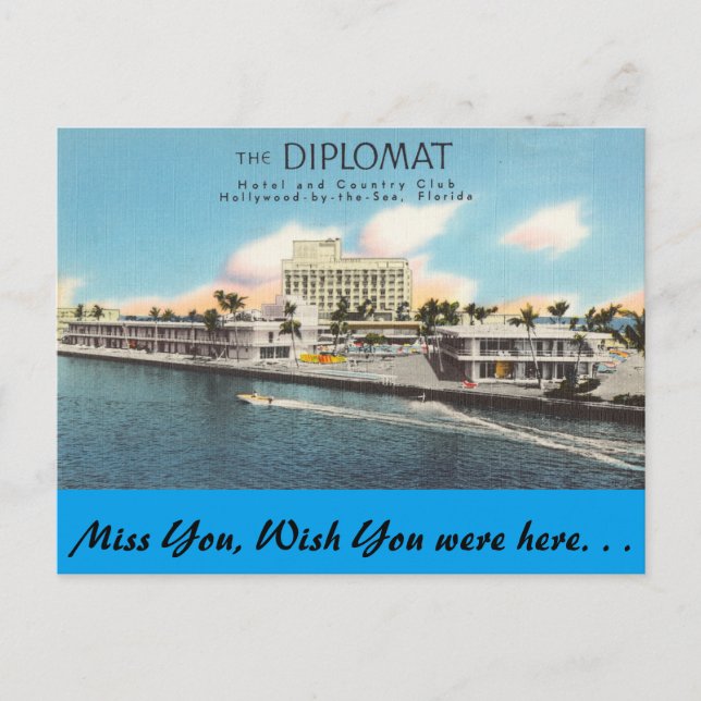 Carte Postale Floride, Hollywood, Le Diplomate (Devant)