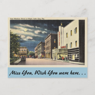 Carte Postale Floride, Lake City, East Madison St. la nuit.