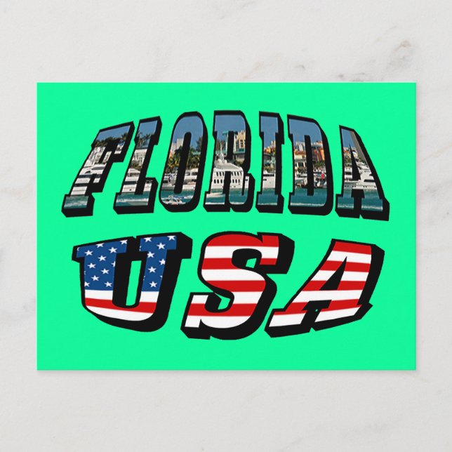 Carte Postale Floride Photo et USA Flag Text (Devant)