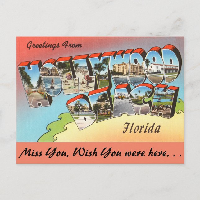 Carte Postale Floride, salutations de Hollywood Beach (Devant)