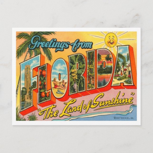 Carte Postale Floride Salutations Des États-Unis (Devant)