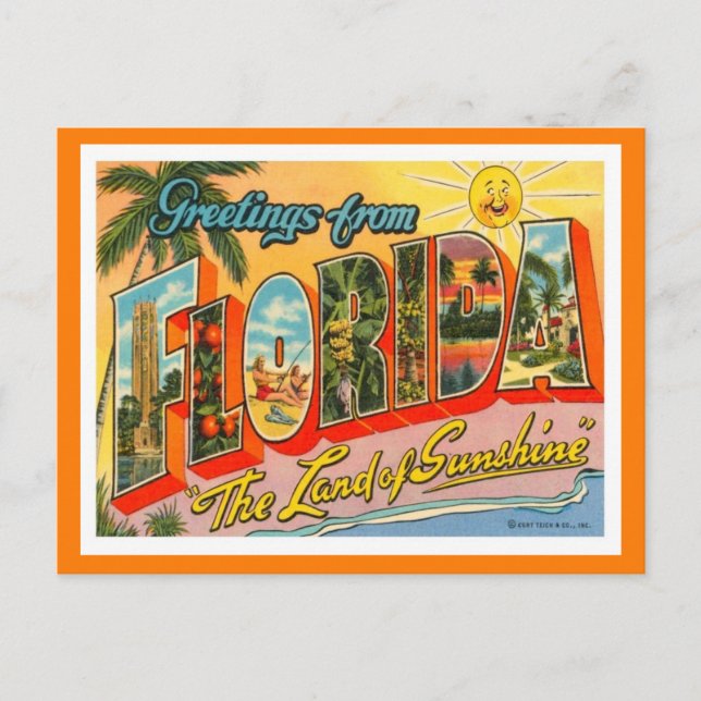 Carte Postale Floride Salutations Des États-Unis (Devant)