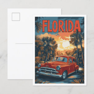 Carte Postale Floride USA Vintage Illustration Voyage